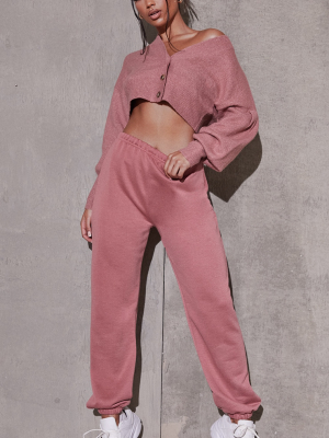 Pink Recycled Balloon Sleeve Crop Cardigan