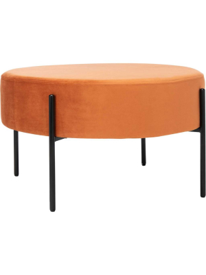 Lincoln Round Cocktail Ottoman Sienna/black