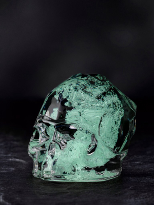 Memento Mori Faceted Skull Luminous Green Small