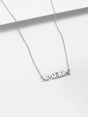 Sterling Silver Nameplate Necklace With Curb Chain