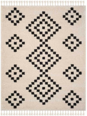 Moroccan Fringe Shag Cream/charcoal Area Rug