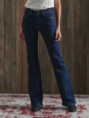 Mid Rise Slim Flare Jeans