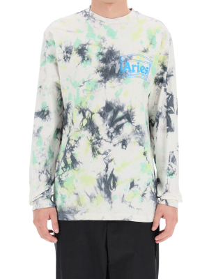 Aries Splatter Tie Dye Temple Long-sleeve T-shirt