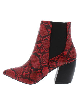 Milkway07a Red Black Snake Pu Women's Boot