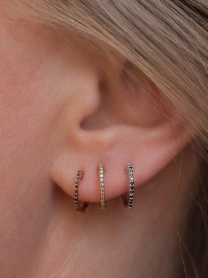 14kt Rose Gold Black Diamond Zoe Huggie Earrings