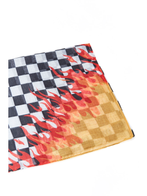 Men Checkered Flames Bandana