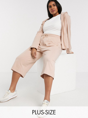 Nike Plus Premium Tonal Cropped Wide Leg Sweatpants In Beige