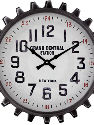 River Parks Studio Industrial Gear 23 1/2" Rail Station Round Wall Clock