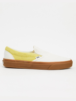 Vans Classic Slip-on Sneakers With Gum Sole In Cream