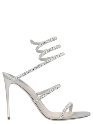 René Caovilla Crystal Embellished Wrap Around Sandals