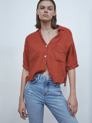 Cropped Linen Shirt