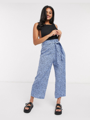 Stradivarius Printed Culottes In Light Blue