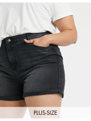 Urban Bliss Plus High Waisted Denim Shorts In Black