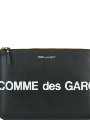 Comme Des Garçons Wallet Logo Print Clutch Bag