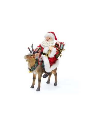 Kurt Adler 11.5" Fabriche Santa On Reindeer