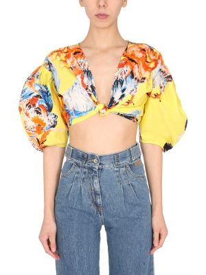 Msgm Print Cropped Blouse