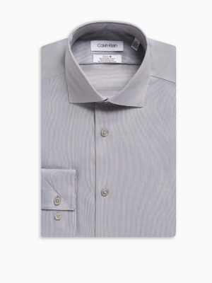 Slim Fit Herringbone Spread Collar Performance Non-iron Dress Shirt