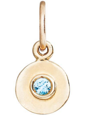 Birth Jewel Mini Disk Charm With Blue Zircon