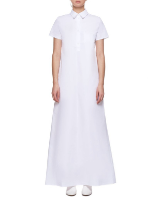 Poplin Floor Length Shirt Dress (d014-dp-white)