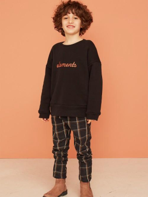 Kids On The Moon Plaid Joggers - Anthracite