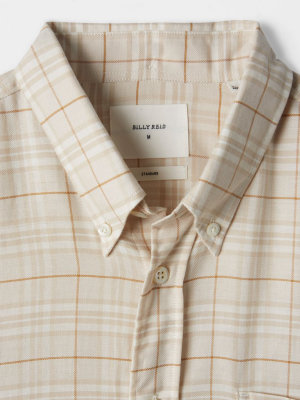 Billy Reid Offset Pocket Shirt, Tan/natural