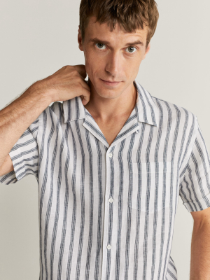 100% Linen Striped Regular Fit Shirt