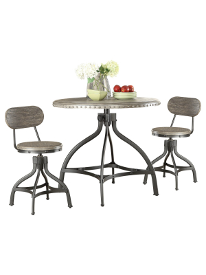 Dining Table Set Oak Metal - Acme Furniture