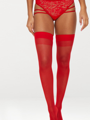 Red Sheer Hold Up Stockings