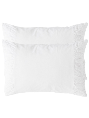 Lazybones Rosette Standard Pillowcase Set In White Organic Cotton