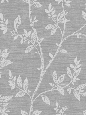 Leaf Trail Wallpaper In Silver And Glass Beads From The Essential Textures Collection By Seabrook Wallcoverings