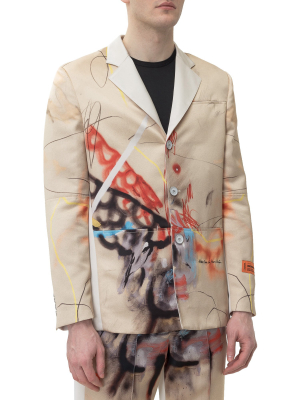 Heron Preston Graphic Print Single Breasted Blazer