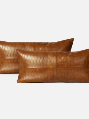 Kody Lumbar Pillow Set Aged Camel Leather