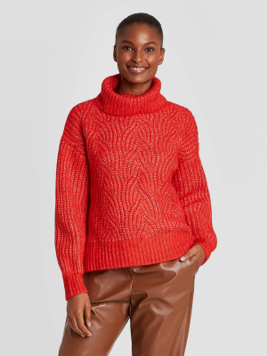 Women's Turtleneck Cable Stitch Pullover Sweater - A New Day™