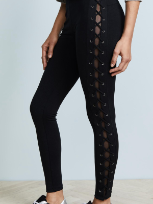 David Lerner X-cross Lace Up Legging Black