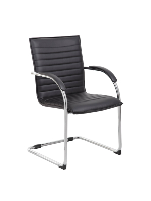 Set Of 2 Vinyl Side Chair Black/chrome - Boss Office Products