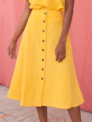 Brighton Linen Skirt - Yellow