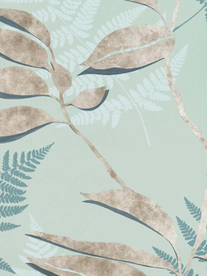 Feuille D'or Wallpaper In Sage And Gold From The Folium Collection By Osborne & Little