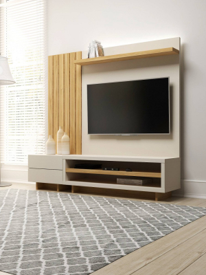 60" Cornwall Left Modular Entertainment Center For Tv Off White/cinnamon - Manhattan Comfort