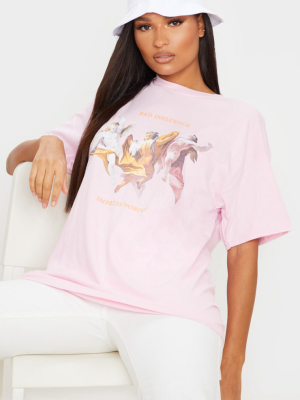 Baby Pink Bad Influence Cherub T Shirt