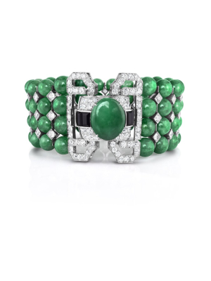 Four-strand Jade & Diamond Bracelet