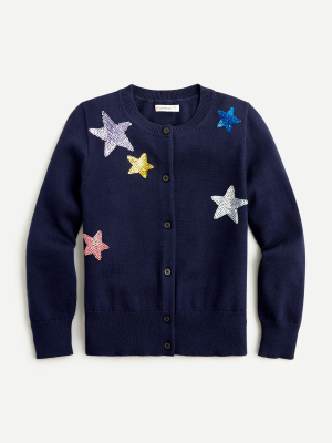 Girls' Cardigan With Sequin Stars