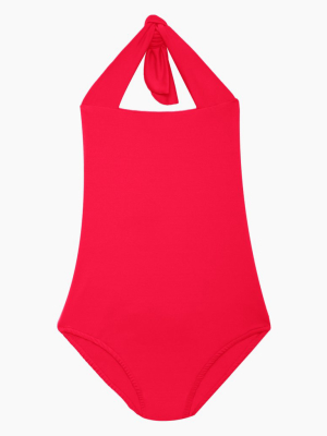 Layla Open Back One Piece Swimsuit (kids) - Cherry Red