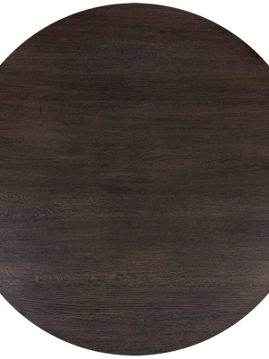 Althea Round Dining Table, Brown Oak