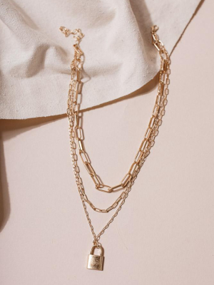 Neila Gold Lock Chain Necklace