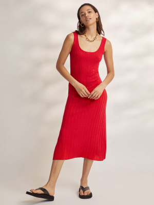 Evelyn Red Knitted Maxi Dress