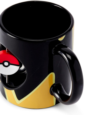 Just Funky Pokemon Pikachu & Pokeball Spinner Ceramic Mug - 16.9-ounces Black