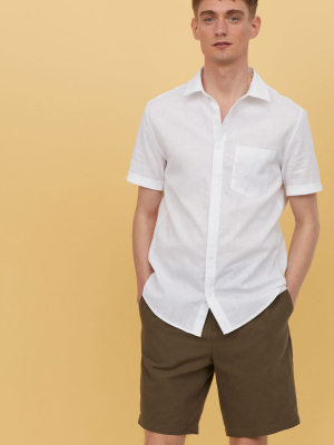 Slim Fit Linen-blend Shirt