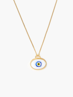 White Grand Evil Eye Pendant Necklace