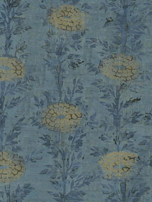 French Marigold Wallpaper In Blue And Gold From The Tea Garden Collection By Ronald Redding For York Wallcoverings