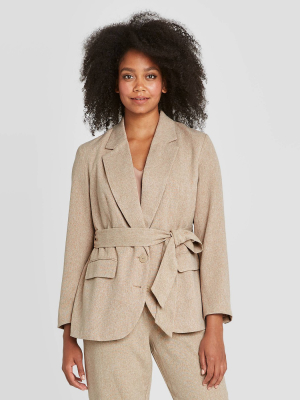 Women's Long Sleeve Belted Oversized Blazer - Prologue™ Tan